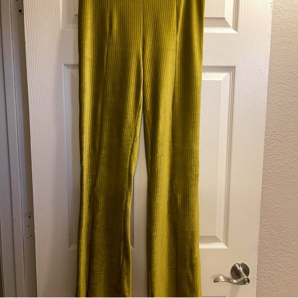 Chartreuse corduroy dream flair pants